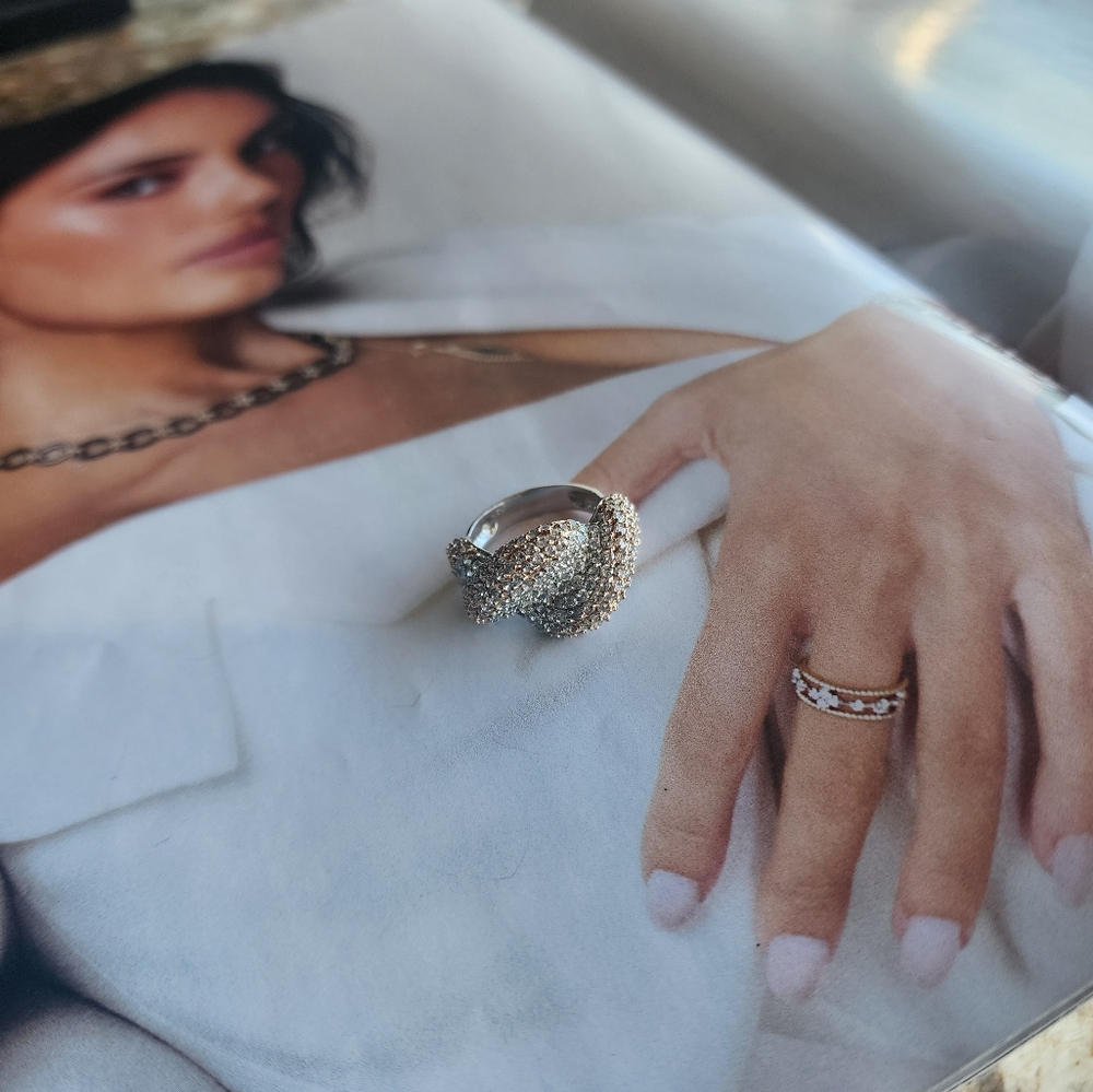 Elegant Gold and Silver Ring.925 STERLING SILVER size 6.5 - Picture 8 of 11